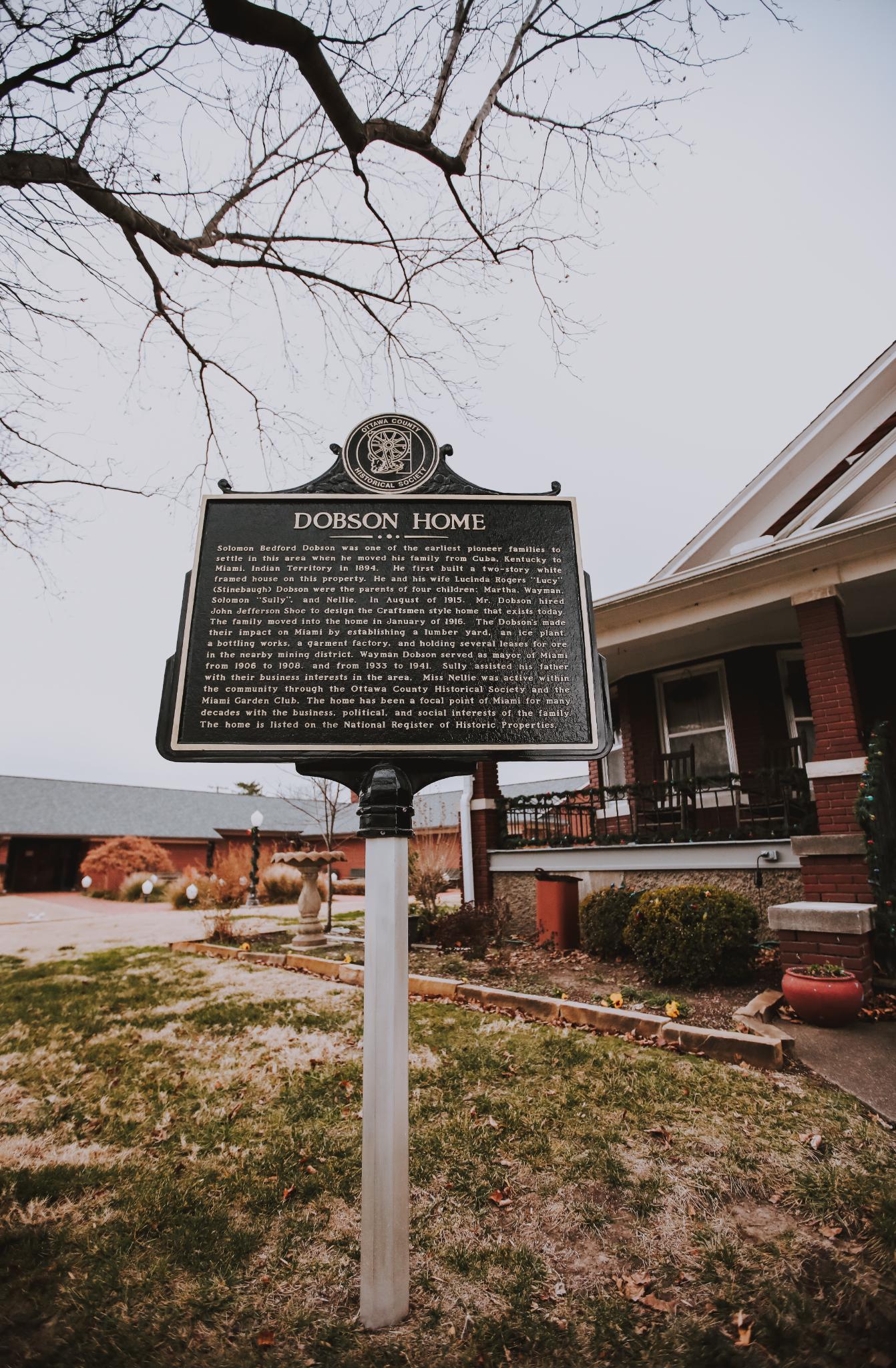Dobson Home - Miami, Oklahoma Cast Aluminum Monument