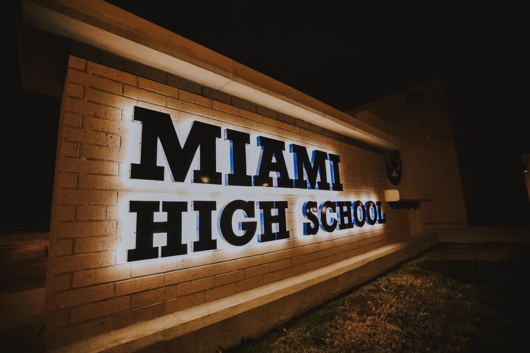 MHS - Miami, Oklahoma Monument Sign with Back-Lit Letters and Plaque